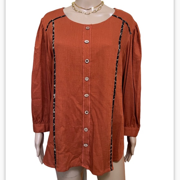 NWT John Mark Women’s Cheetah Trim Round Neck 3/4 Sleeve Size M - Picture 6 of 11